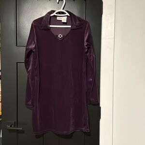 🎉 SMW Style My Way Vintage Purple Velvet Collared Long Sleeve Mini Dress